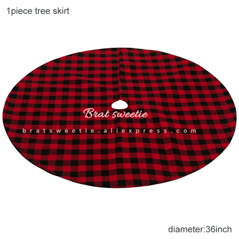 36in redplaid skirt Красный, черный, хлопок, плед буйвола, Настольная дорожка, плед, Рождество, семейный ужин, подстилка, чехол для подушки, вечерние украшения на Рождество - Цвет: 36in redplaid skirt