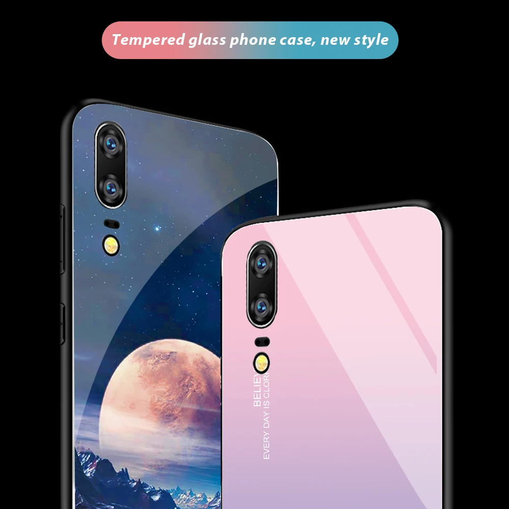 Чехол из закаленного стекла для Huawei P50 P40PRO P20Lite Mate20Lite с защитой от падения цветной