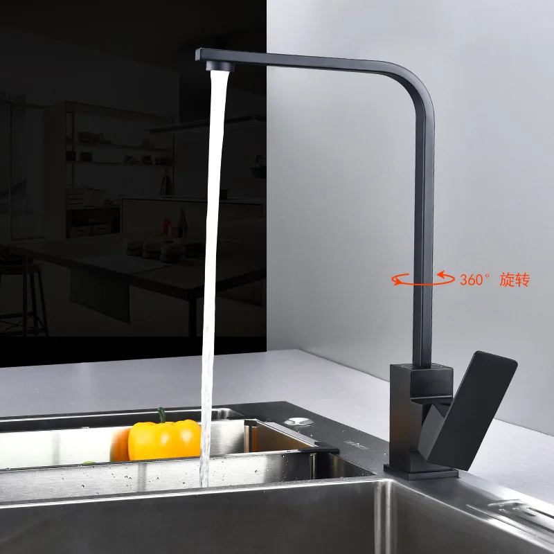 

Black Kitchen Fixture 360 Degree Rotation Kitchen Faucet Water Filter Tap Water Faucets Brass Sink Tap Water Mixer Deck Mounted