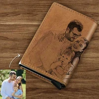 custom picture carving card holder custom photo card holder personalized leather card case engraving card holder rfid wallet