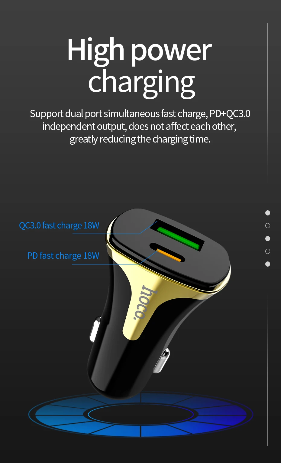 Автомобильное зарядное устройство HOCO PD QC 3,0 USB зарядное устройство для samsung S8 S9 S10 Xiaomi Mi9 huawei USB Автомобильное зарядное устройство 18 Вт 3A адаптер