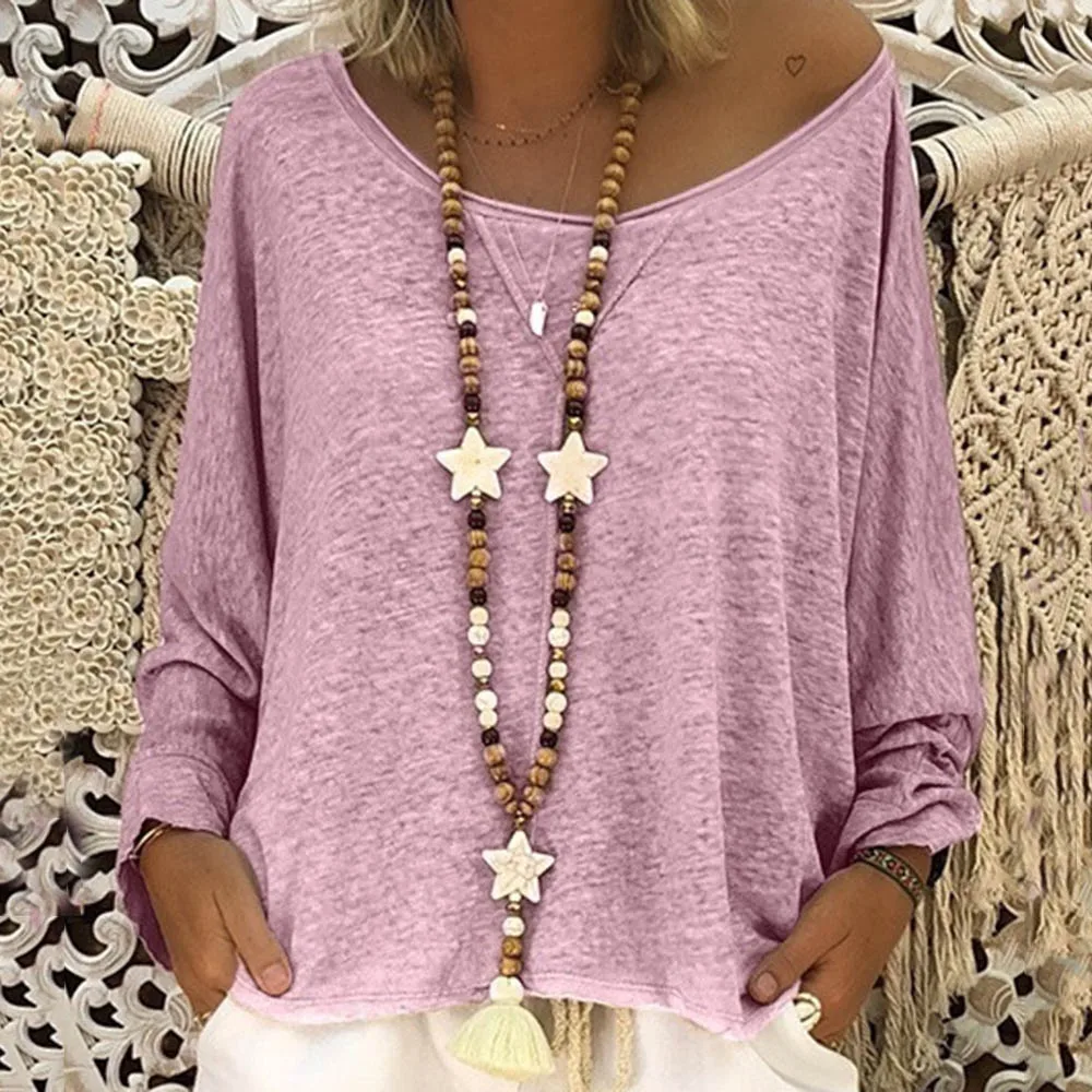 Женская футболка с длинным рукавом Boho летняя пляжная Повседневная Свободная