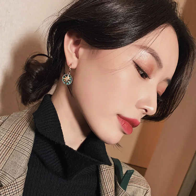 HUANZHI, Новое поступление, винтажный, звездный, роскошный, уникальный, со стразами, простой, шикарный, металлический, элегантный, Висячие серьги для женщин, девушек, свадьба, на каждый день