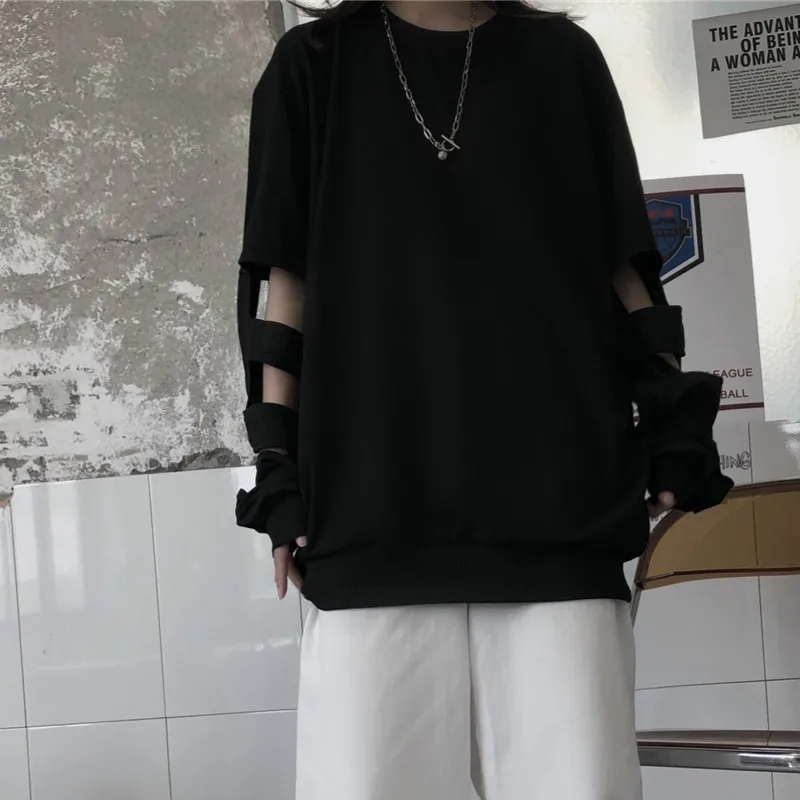 Женская рубашка HARAJPOO весенне-осенняя Корейская уличная черная Готическая в