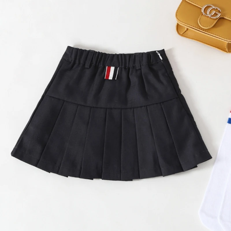 Плиссированные юбки для девочек детская школьная юбка весна-осень однотонные