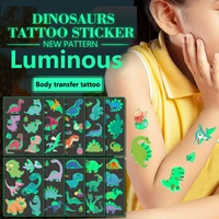 luminous tattoo stickers for child kids cute dinosaur pattern waterproof fake tattoo childrens body transfer tattoos boys girls