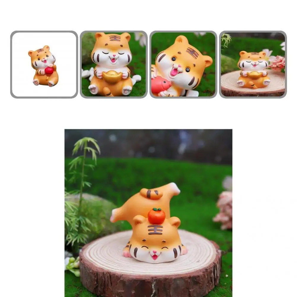 

Statue Display Eye-catching Hard to Fade Lovely Little Tiger Shape Statue Decor Figurine Handicraft Statue Decor