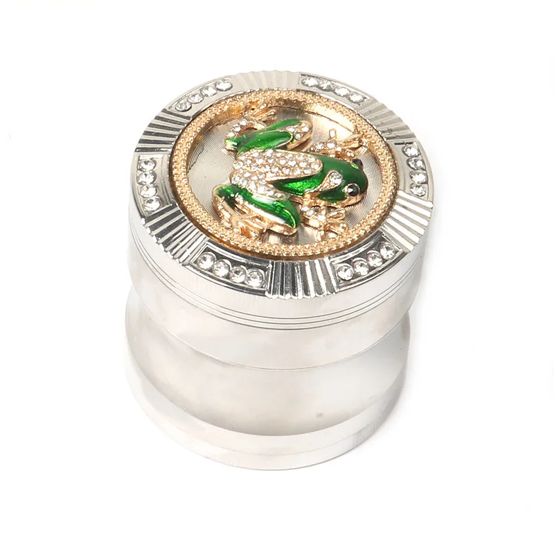 

smoking accessories 63mm 4-layer smoke grinder silver frog shape metal smoke grinder smoking accessories
