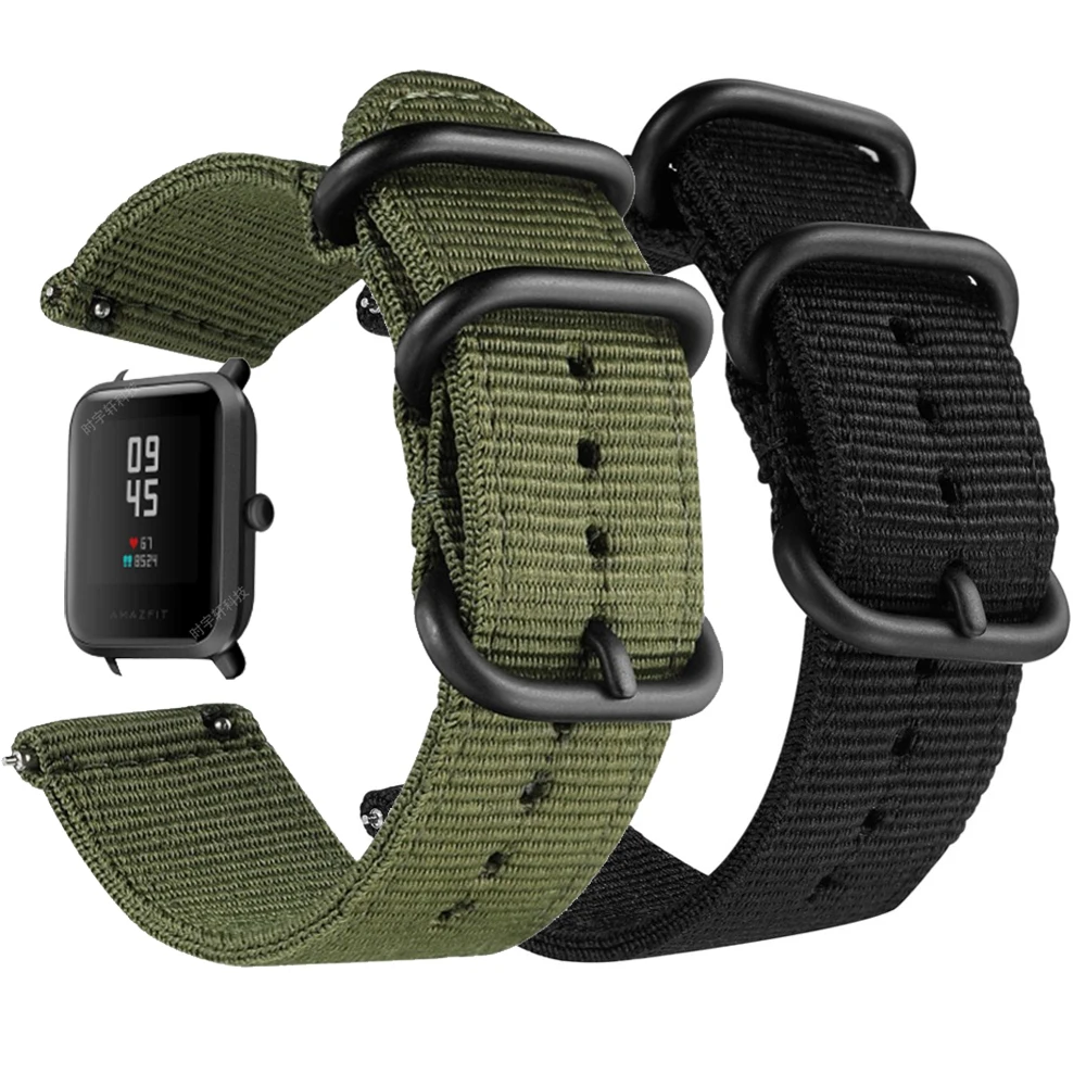 

20mm Nylon Canvas Strap For Amazfit Bip S/Bip 2/Bip 1S Smart Watch Wristband For Xiaomi Huami GTS GTR 42mm Bracelet