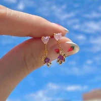 y2k jewelry gold plated heart bear stud earrings for women 90s aesthetic vintage harajuku cute ins earrings friends gifts