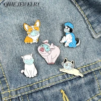cartoon animal enamel pins corgi lapel pin husky cat bulldog pig badges brooches for men women unisex jackets bag accessories