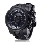 Часы наручные мужские в стиле хип-хоп, черные водонепроницаемые спортивные модные кварцевые украшения со скелетом на голове