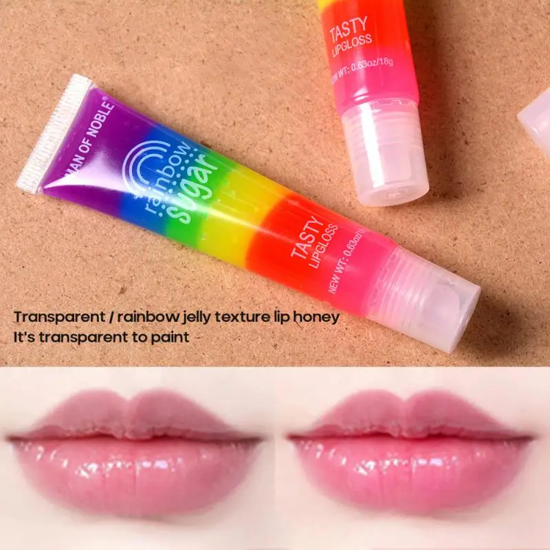

Moisture Lip Oil Rainbow Sugar Tasty Lip Gloss Temperature Changed Color Lipstick Long Lasting Nourish Protect Lips Care Lip Oil