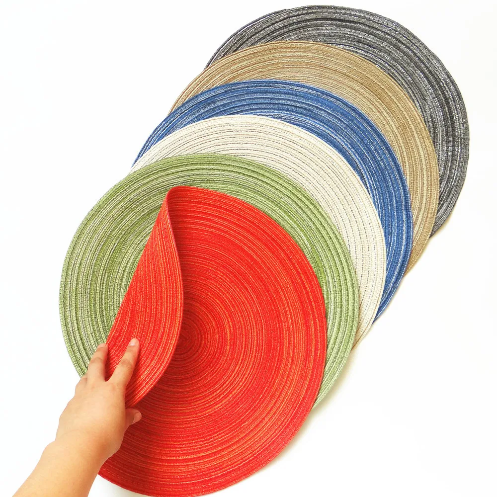 

18 cm Nordic style home dining table with baked gourmet background round potholder imitation cotton yarn placemat 5pcs