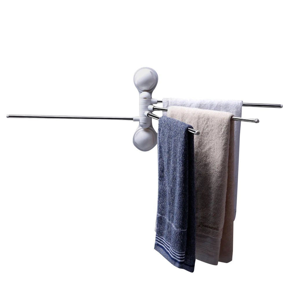 

Towel Suction Shelf, Rotatable Hooks, Stainless Steel No-Hole Bathroom Kitchen Hardware Accessories Home Decoration