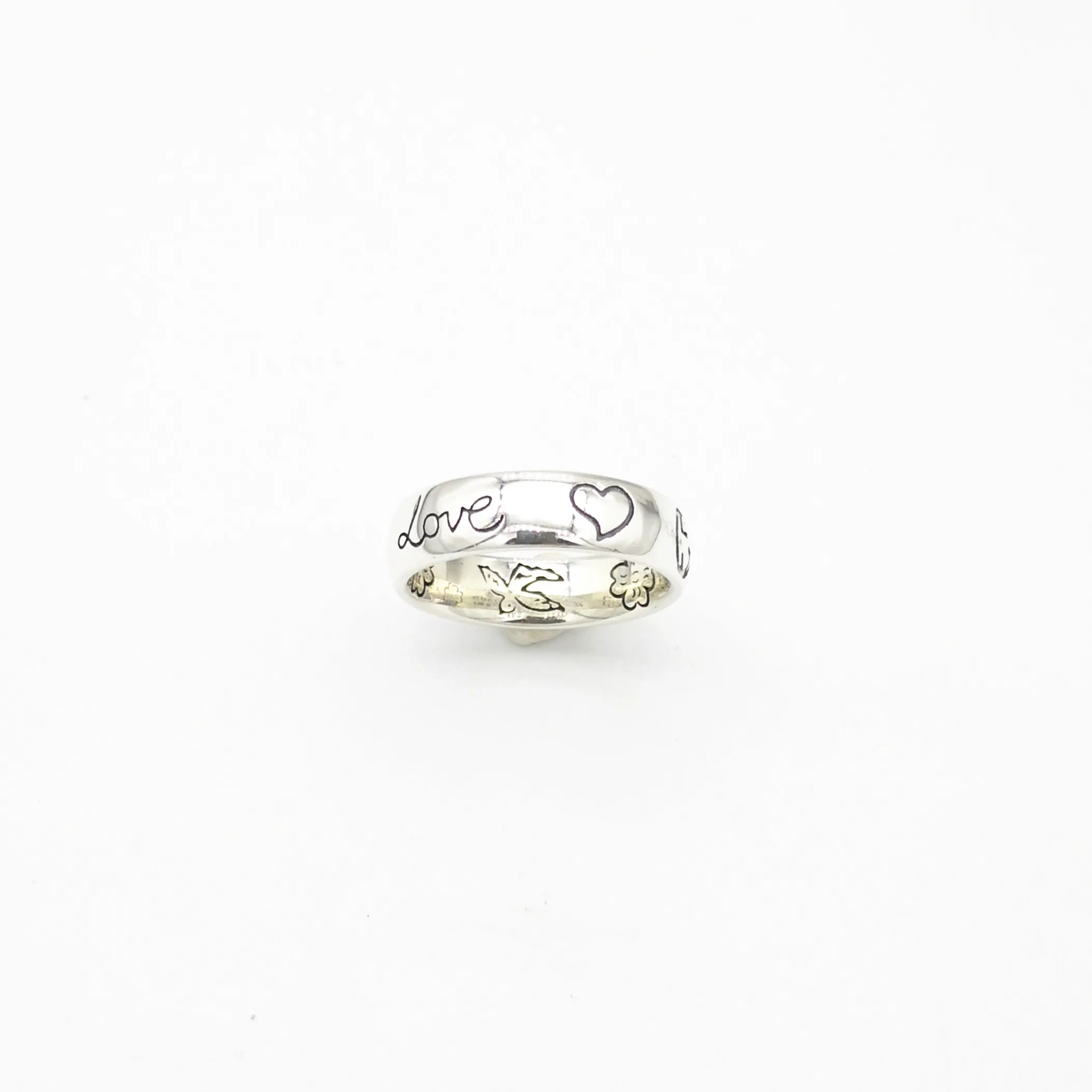 Men and women lovers from 925 sterling silver classic sweet romantic flower ring jewelry carved heart love letters | Украшения и