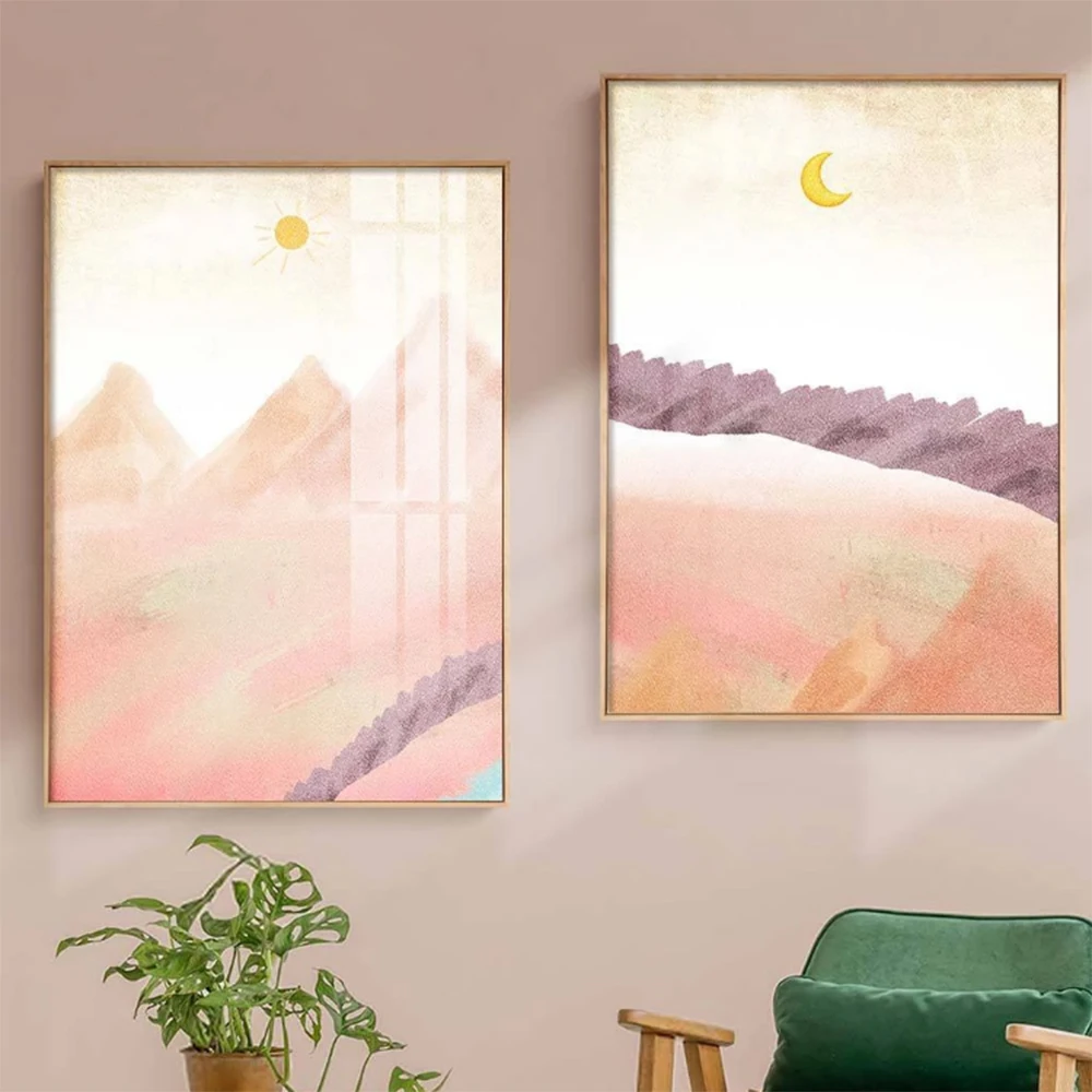 Настенные абстрактные постеры в скандинавском стиле Картина на холсте с розовым