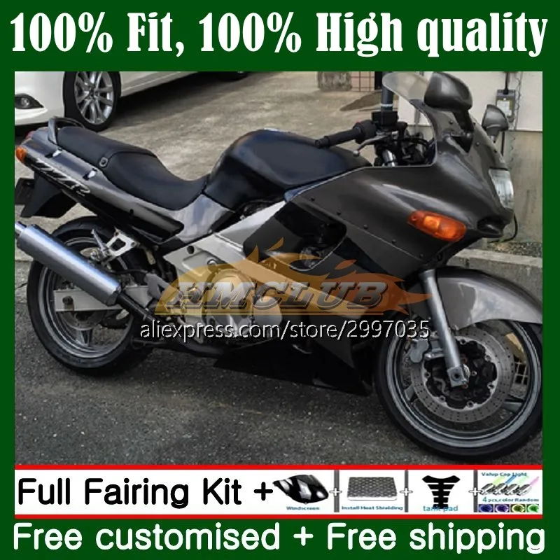 

ZZR400 для KAWASAKI NINJA ZZR 400 1993 1994 1995 1996 1997 1998 1999 18No.12 серого и черного цветов, ZZR-400 00 01 02 03 04 05 06 07 обтекатель