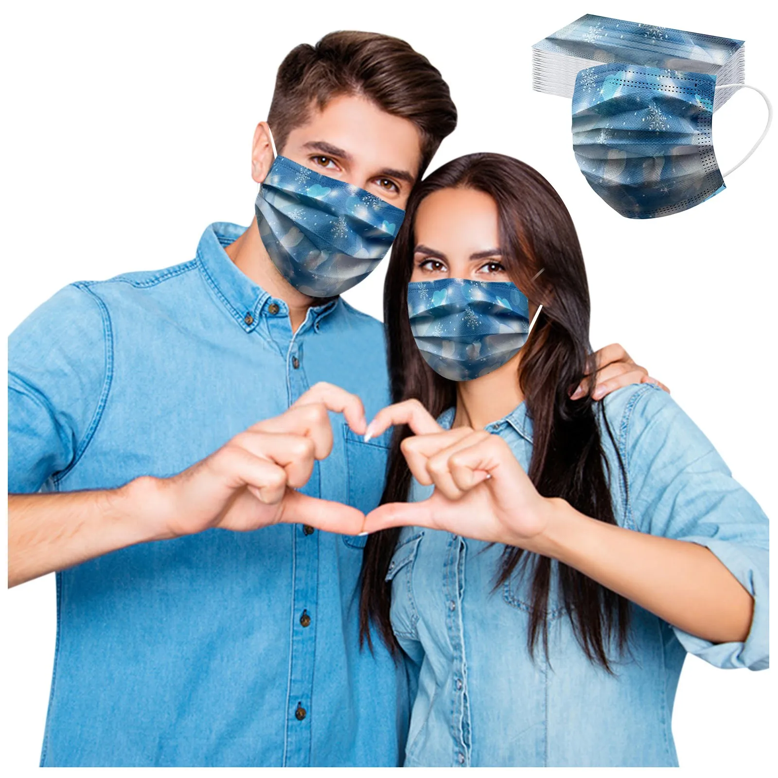 Маска одноразовая 3-слойная для косплея дышащая маска взрослых с рисунком сердца