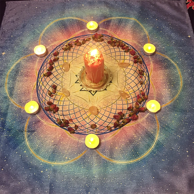 65x65 см алтарь Таро карты вечерние Скатерти настольные игры Шри Янтра Святой Тотем