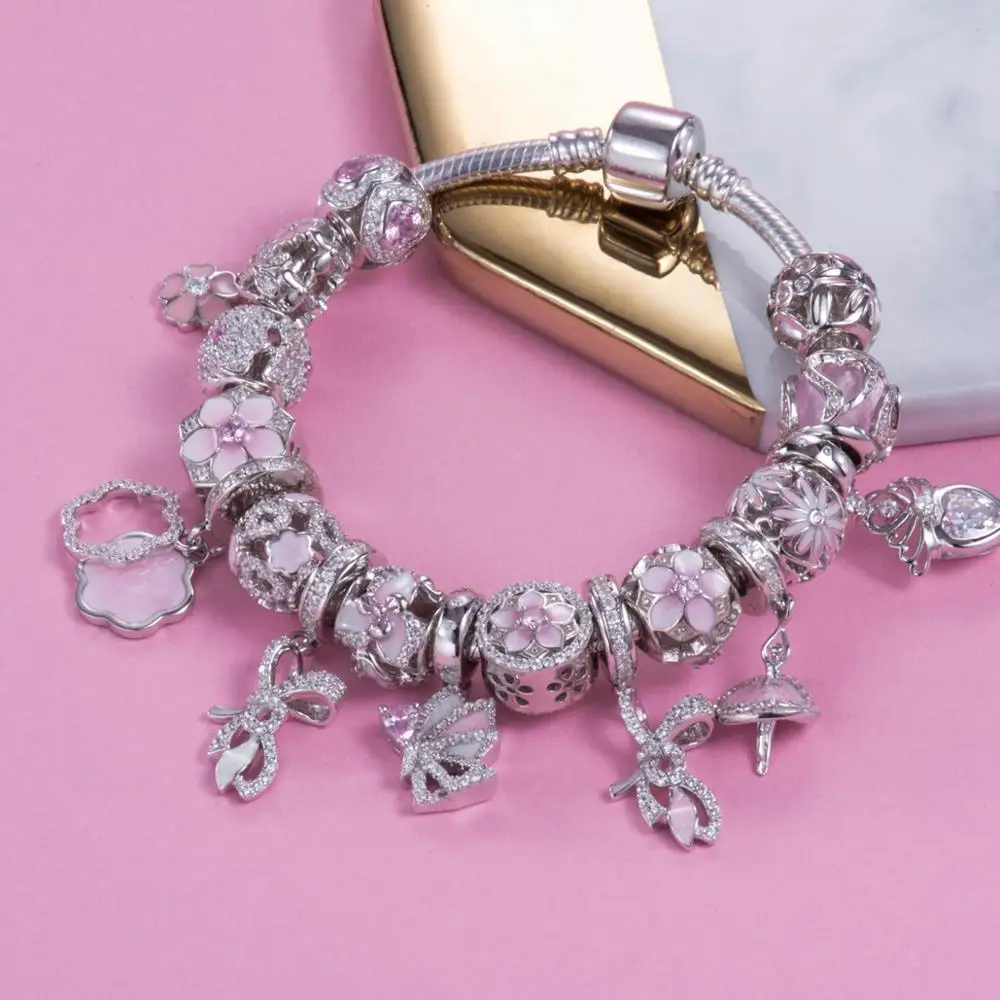 Бабочка танец Шарм бусины подходят оригинальный браслет ожерелье Аутентичные