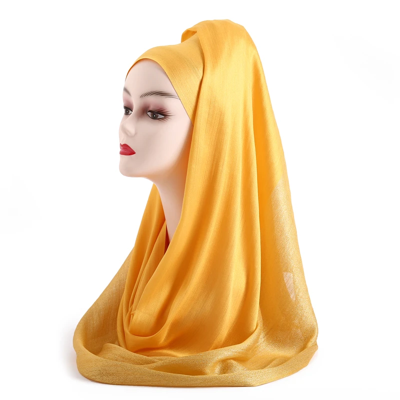 Женский однотонный шарф 2020 роскошный блестящий хиджаб для дам хлопковые платки