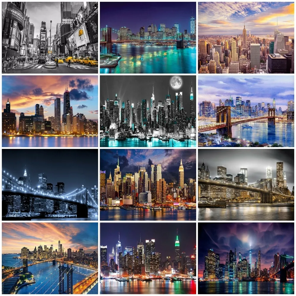 Алмазная живопись сделай сам картина здания Нью-Йорка алмазная вышивка Стразы