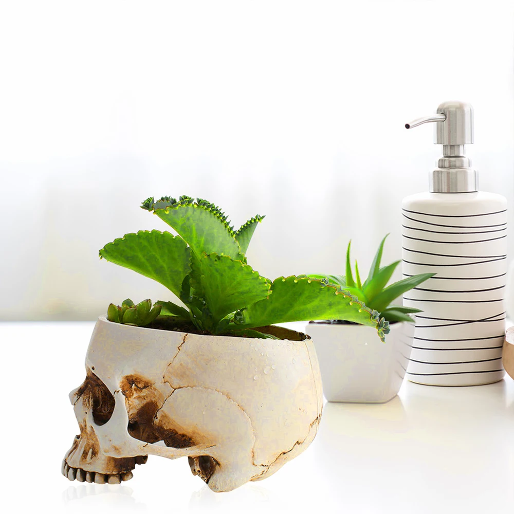 Креативный горшок для цветов с черепом выращивания скульптур дома сада офиса