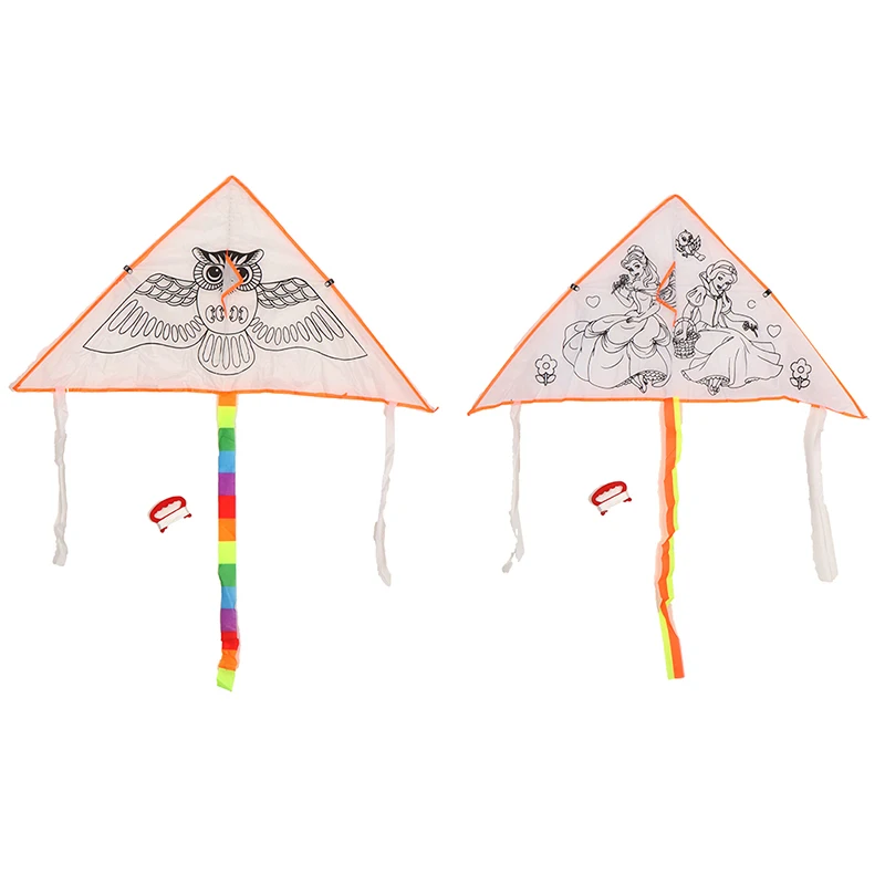 

DIY Graffiti Kite Blank Triangle Kite Can Be Painted Nylon Outdoor Kites Flying Toys with 30m Lines For Children Kids