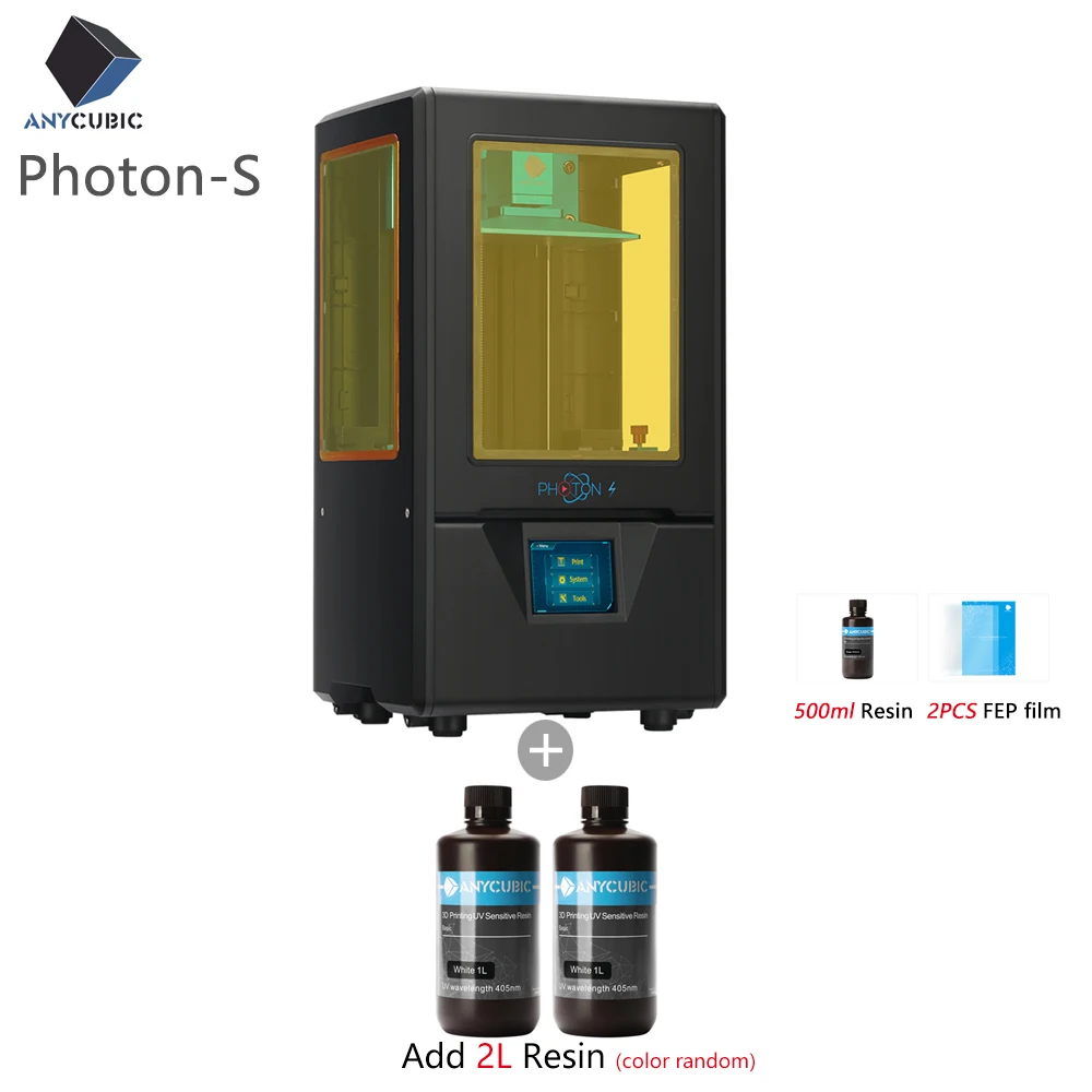 BlackPSwith2.5L ANYCUBIC Photon-S lcd 3d принтер Быстрый ломтик 405nm матрица УФ свет двойная ось Z SLA 3d принтер фотоны Модернизированный УФ модуль - Цвет: BlackPSwith2.5L