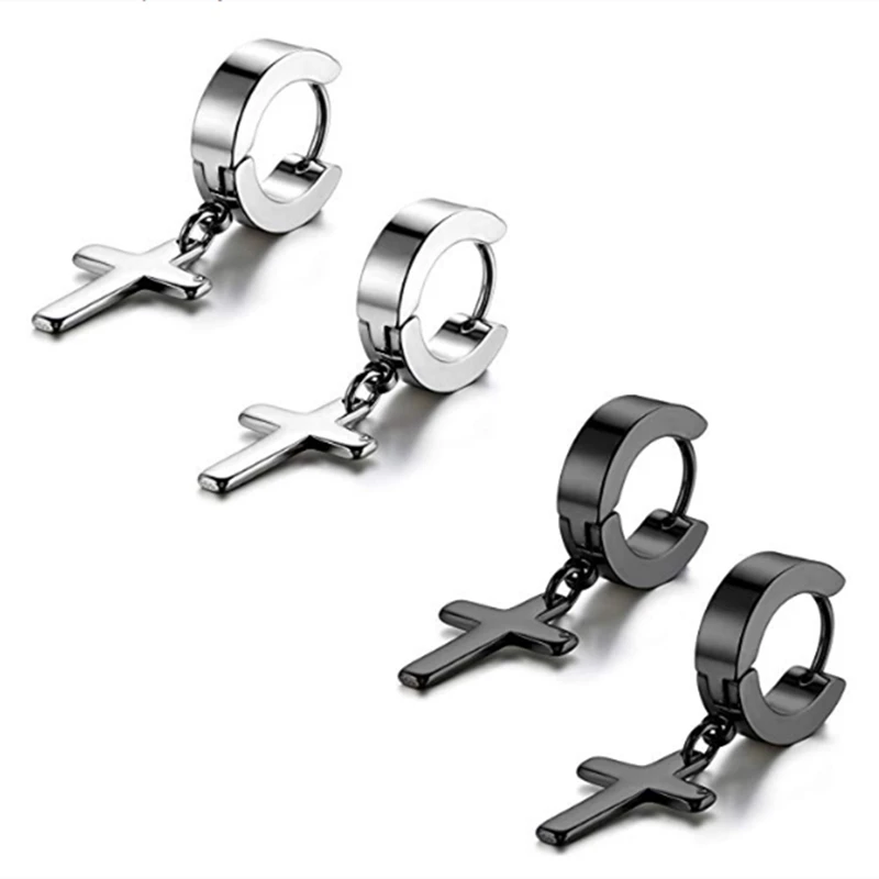 Унисекс крест серьги пирсинг ювелирные изделия подарок висячие кольца для