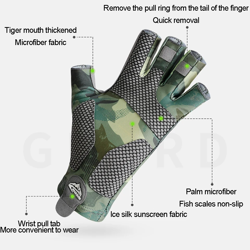 Fishing Gloves Breathable Half Finger Anti-slip Design Fingerless for Outdoor Hiking Biking Kayaking Tackle Equipment | Спорт и
