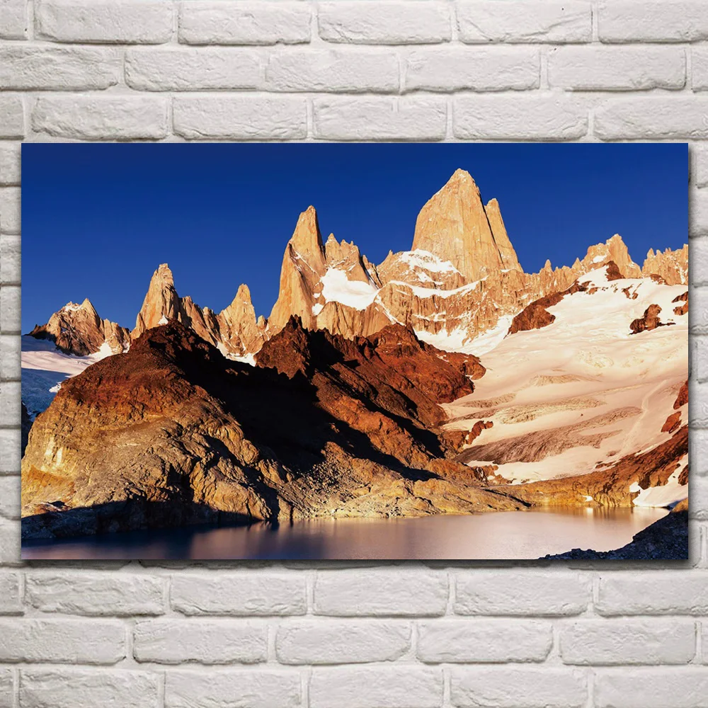 

Argentina Cerro Torre Mountains nature Landscape fabric posters on wall picture living room home decoration wood frame art KQ856
