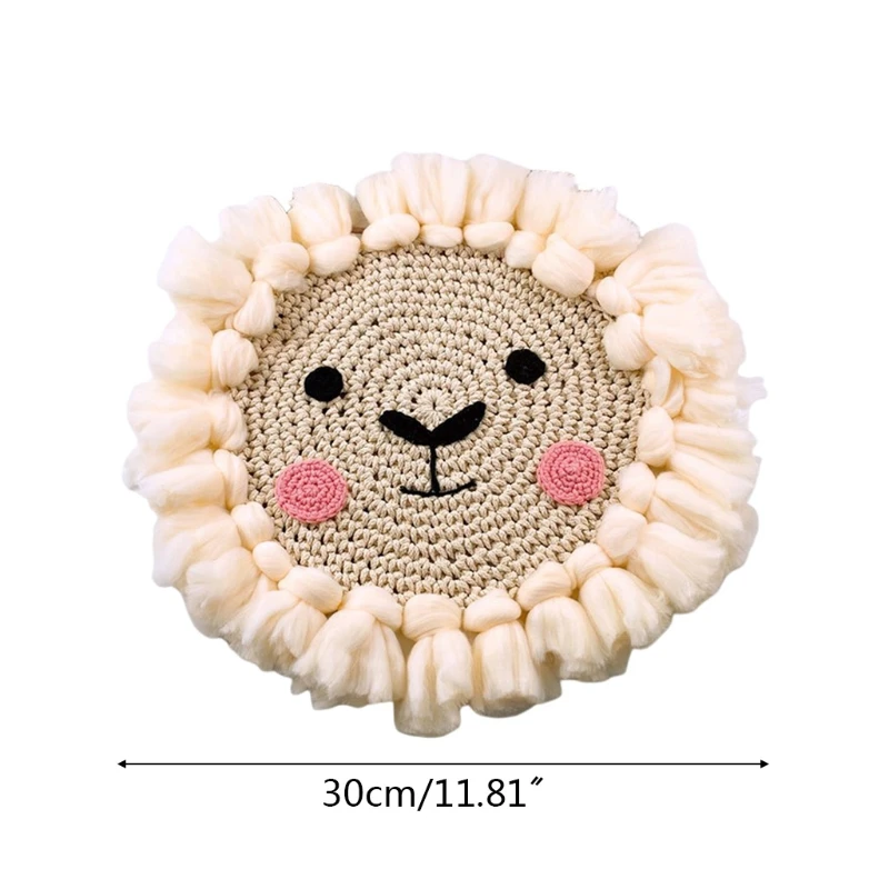 

Nordic Hand Woven Wall Hanging Decorations Cotton Thread Weaving Cartoon Animal Head Children Room Ornament