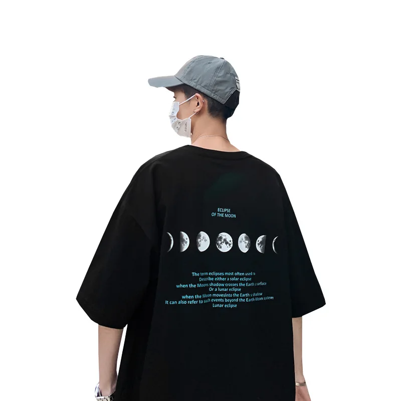 

Short-sleeved T shirt male summer new boys T-shirt popular logo trend INS leisure jokey looseHarajuku Hong Kong wind half sleeve