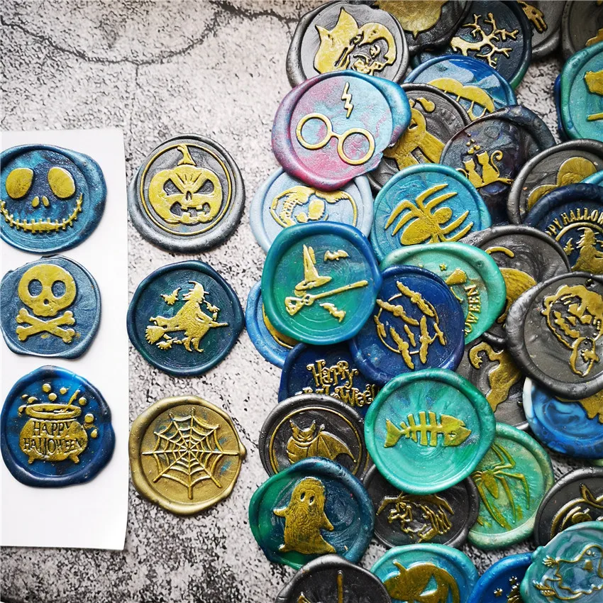 Happy Halloween Wax Seal Stamp - 60 Design Choices | Sealing Wax Stamp | Bat, Skull, Ghost, Owl, Witch on Broom image 2