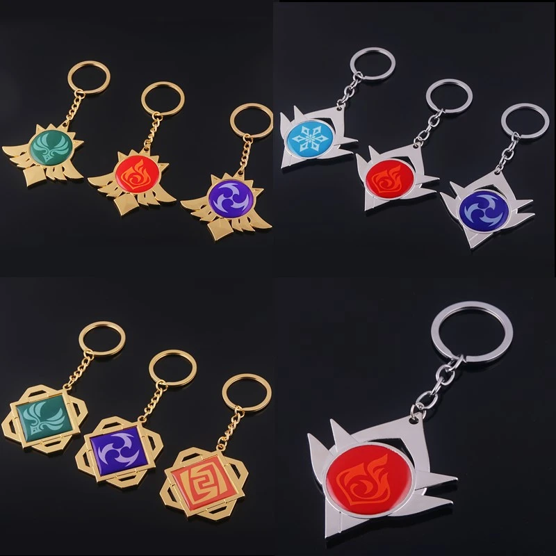 

Genshin Impact Eye of God Keychain Metal Game Medal Badge Pendant Player Accessories Keychains