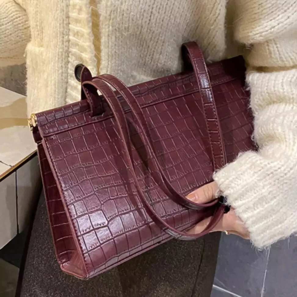 

Crocodile pattern Large Tote Armpit Bag 2020 Fashion New Quality PU Leather Women's Designer Handbag High capacity Shoulder Bags