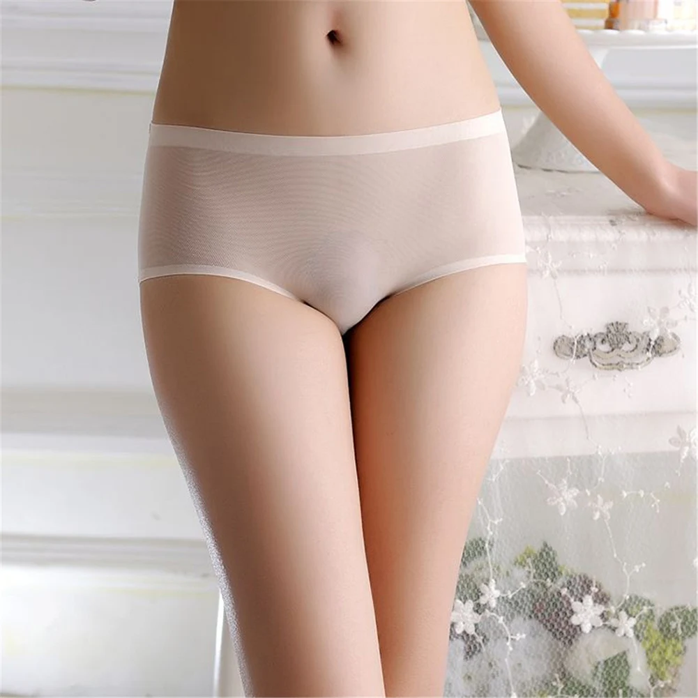 

Women Seamless Transparent Panties Soft Female Knickers Solid Color Breathable Sexy Gauze Intimates Underwear Women Briefs