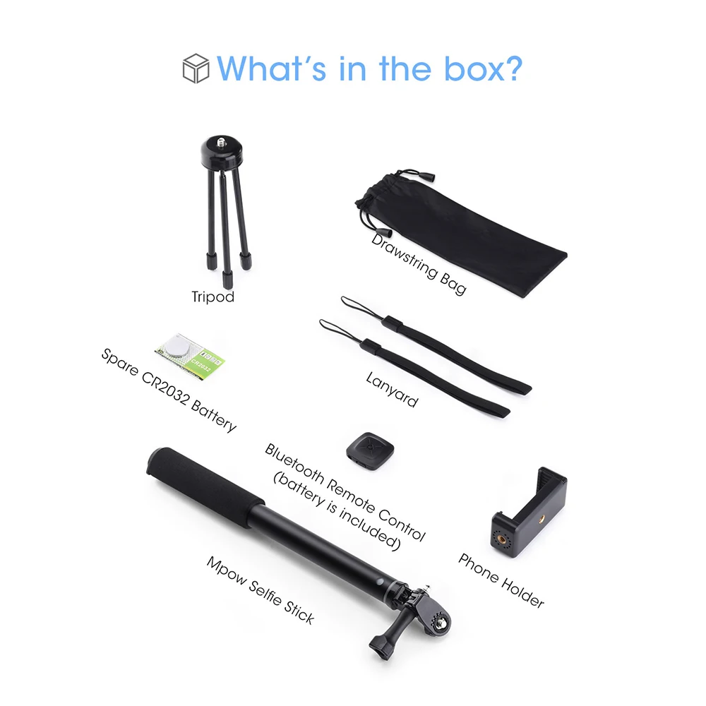 Mpow 074 Bluetooth селфи палка Выдвижная штатив со встроенным GoPro разъемом съемный