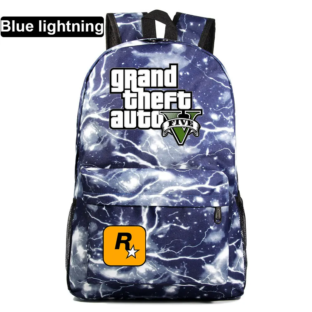 A34-30 Подарочные игры с героями мультфильмов, GTA5, клетчатая школьная сумка ярких цветов для мальчиков и девочек, женский рюкзак, школьные сумки для подростков, холщовые мужские школьные рюкзаки - Цвет: A34-30