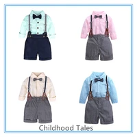 children kids boys college style overalls set spring and summer long sleeved pants multicolor two piece suit