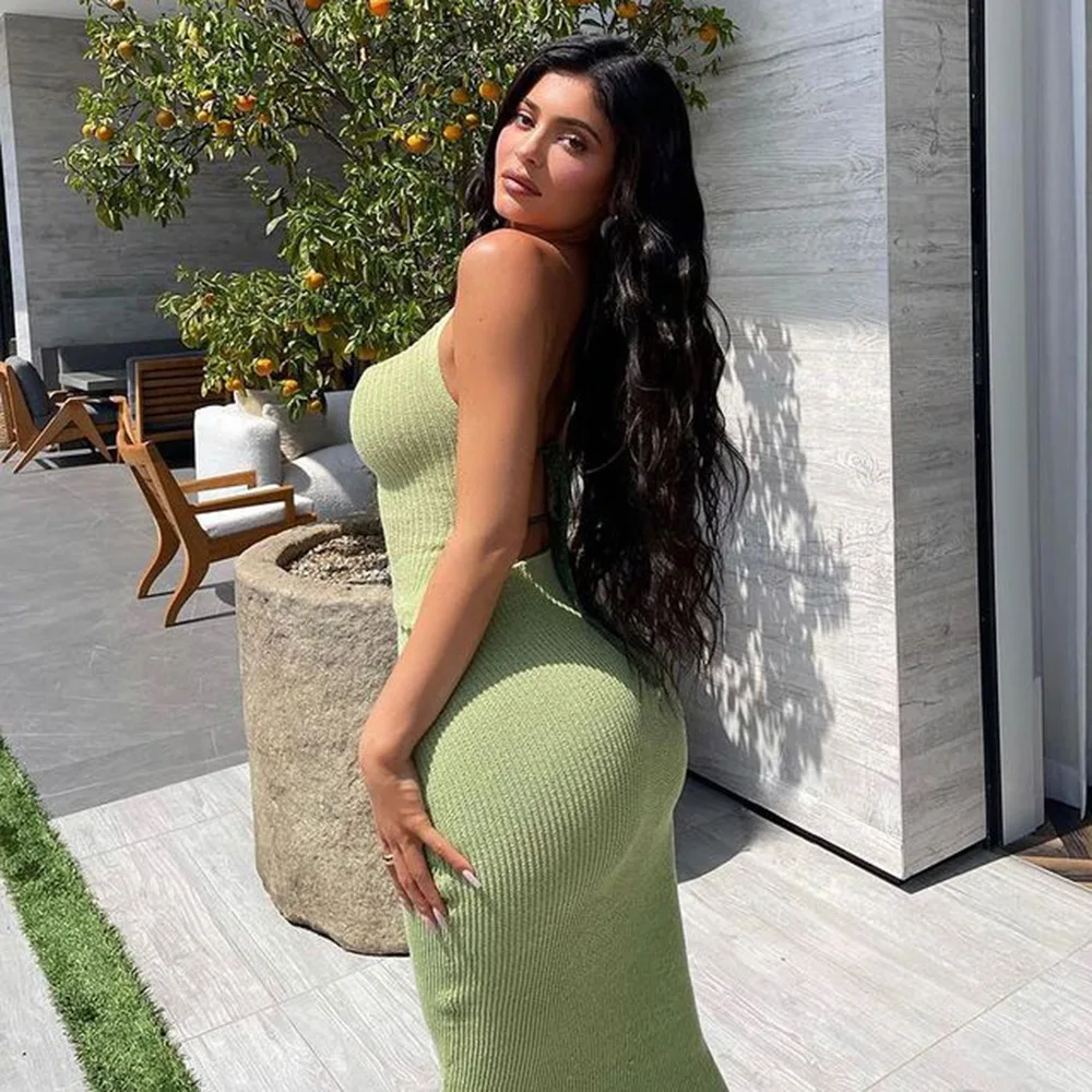 Cryptographic/Модный трикотажный комплект из топа и платья с цепочкой Комплекты 2