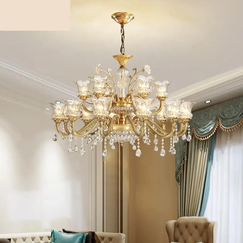 Двухслойная Люстра для столовой из чистой меди большая люстра люстры гостиной