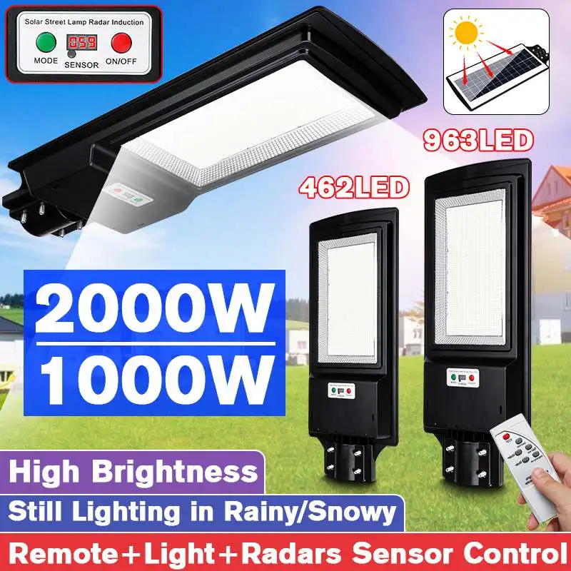 1000 Вт/2000 Вт Цифровой дисплей светодиодный уличный фонарь на солнечной батарее