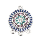 В комплексе 8seasons ботильоны в этническом стиле на Буддизм Мандала разъемы круглые подвески из серебра Многоцветный Эмаль Стразы DIY Jewwlry,10 шт.