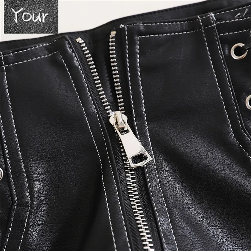 

2021 Autumn Women PU Shorts Tie High Waist Shorts Female Casual Black Shorts Ladies All Match Wide leg Shorts Short Pants AB1170
