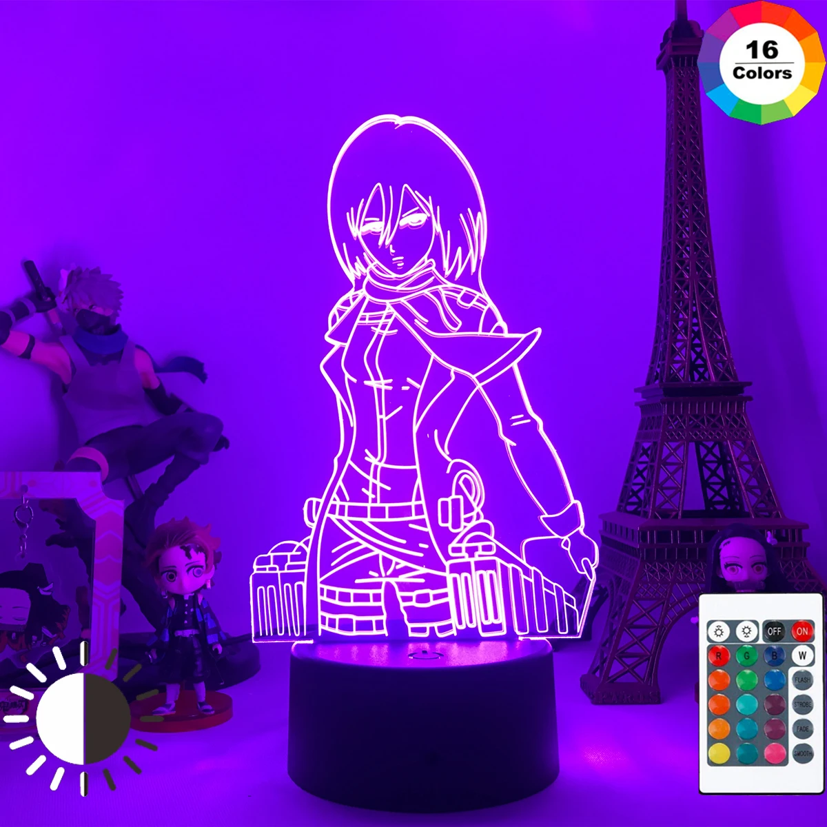 

3d Night Light Attack on Titan Mikasa Ackerman Figure Girl Nightlight for Dorm Room Decor Usb Light Led Battery Lamp Event Prize