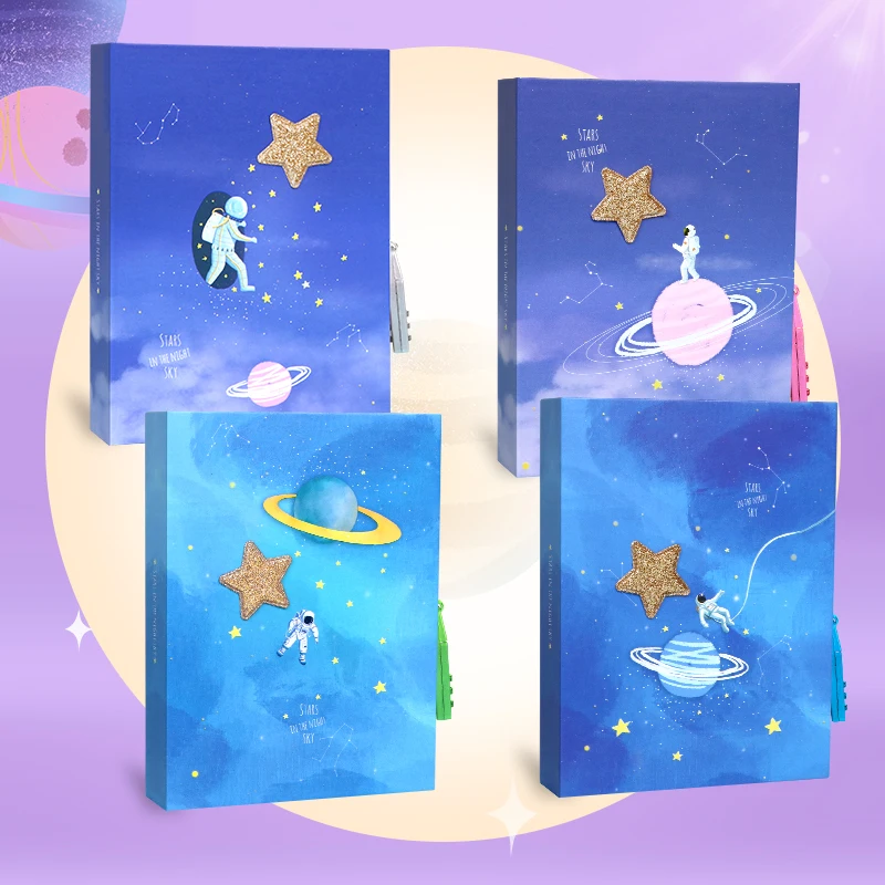 

Star Code Book Girl's Diary Handbook Boy Color Page Illustration Small Boxed Locked Notebook Notepad