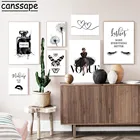 Плакат с изображением флакона духов, губ, ресниц